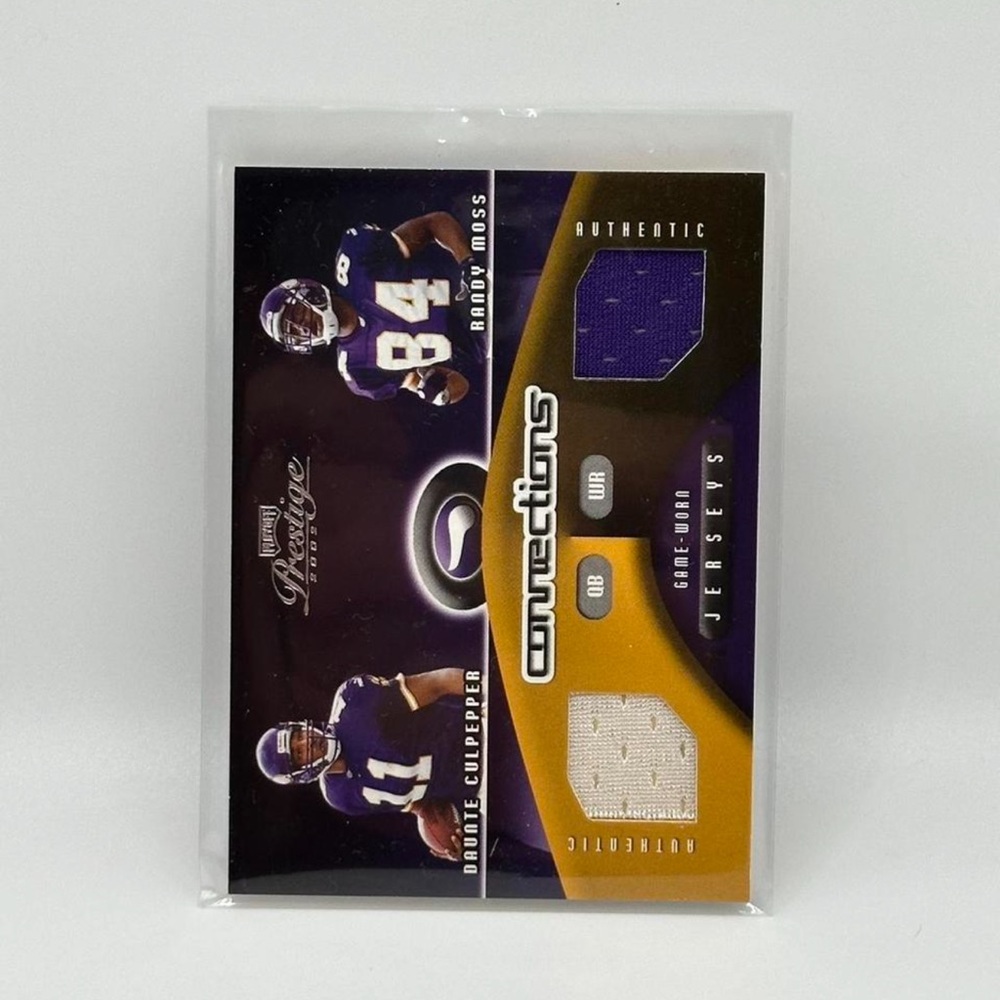 2002 Prestige Connections Jerseys C-28 MOSS / CULPEPPER #’d/500 GAME WORN JERSEY